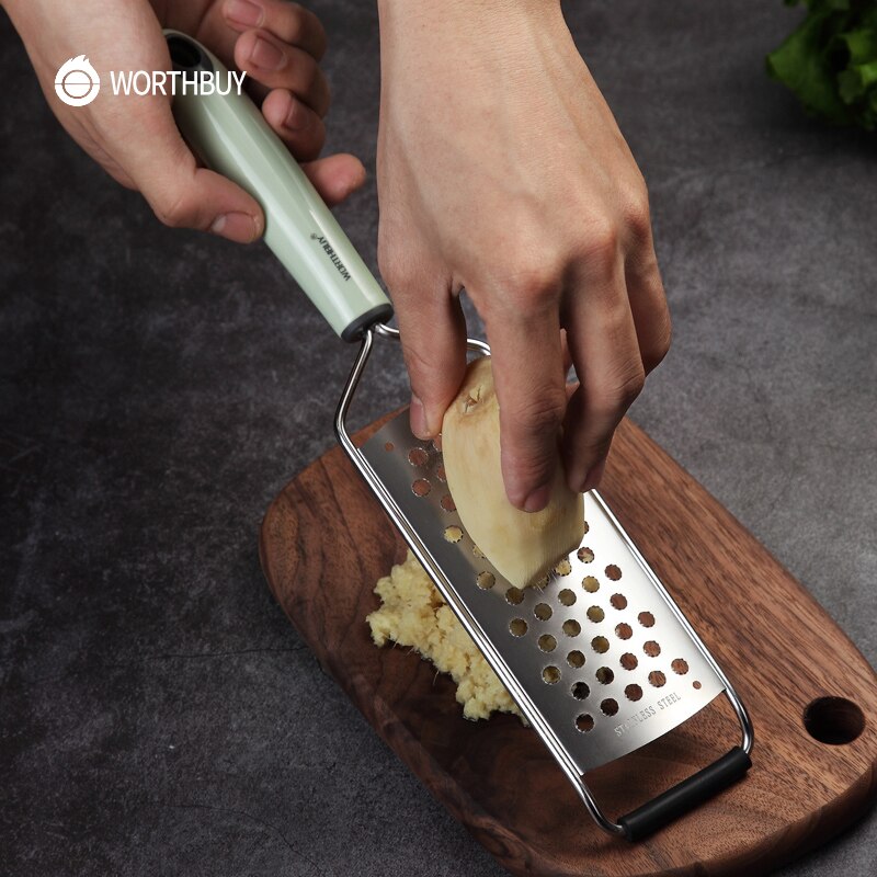 WORTHBUY Manual Garlic Grater 304 Stainless Steel Garlic Press With Plastic Handle Ginger Press Garlic Chopper Kitchen Gadgets