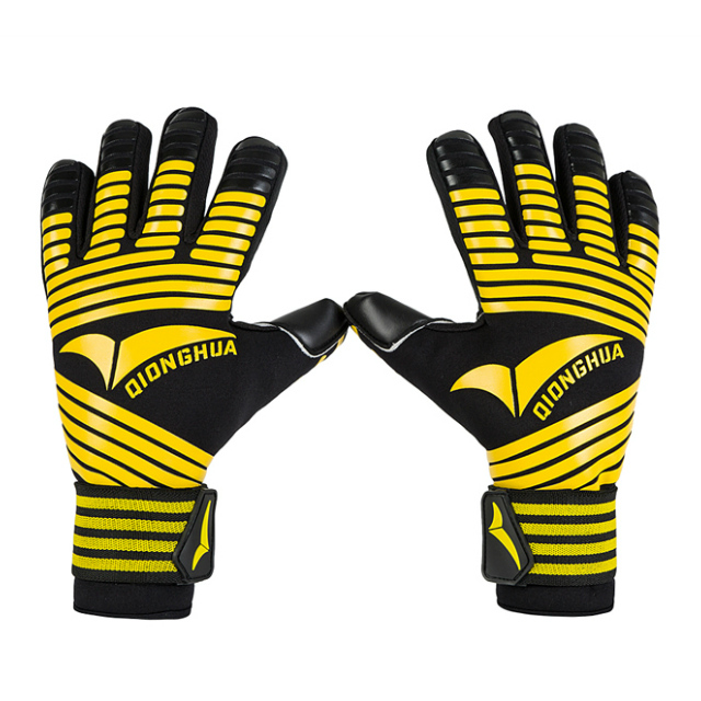 1 paio di guanti da portiere da calcio uomo donna guanti da portiere da calcio in lattice addensato bambini guanti da portiere leggeri antiscivolo: Black Yellow / Size 6