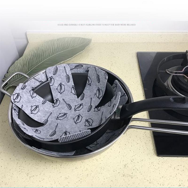 6pcs/set Pot &amp; Pan Protectors Gray Print Divider Pads to Prevent Scratching Separate and Protect Surfaces for Cookware