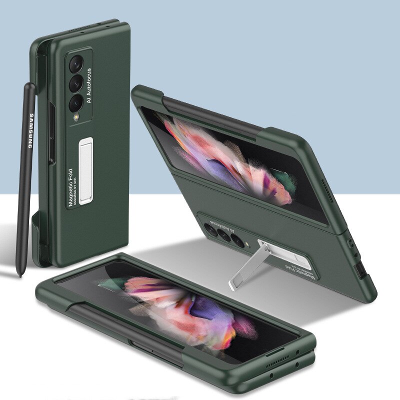 Coque rigide PC avec support à fente pour stylo, étui rigide avec béquille magnétique pour Samsung Galaxy Z Fold 3 5G