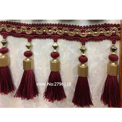 5 Meter/aufladen 12 CM lange Polyester spitze quaste blume vorhang tuch spitze hochzeit zubehör zubehör textil quasten: rot Wein