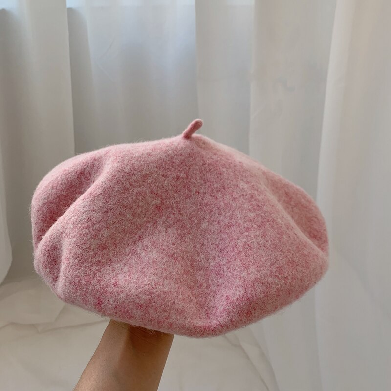 Luna & Dolphin-boina de lana para mujer, boina morada de seta de 90% de lana para otoño, gorro de artista púrpura de uva, gorro de pintor, gorro de invierno