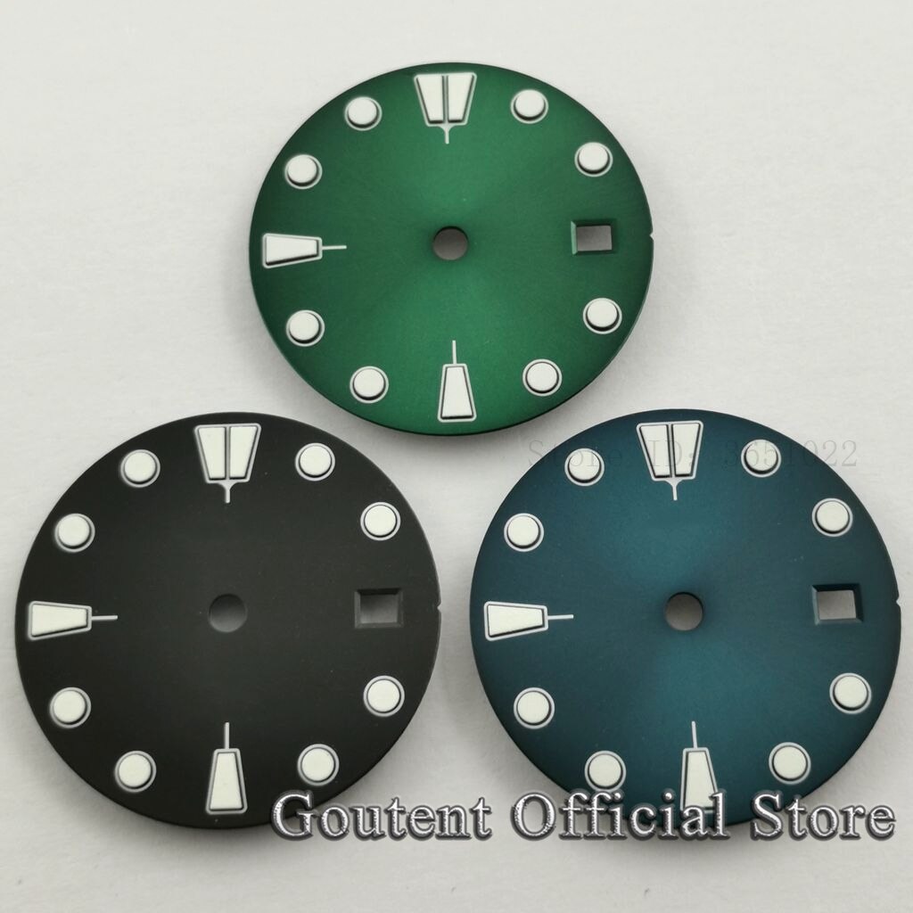 Bliger 28.5mm sterylny czarny/niebieski/zielony zegarek tarcze świecąca tarcza dopasowanie etai2836 2824,Miyota8215 821A,DG2813 3804 ST1612 ruch