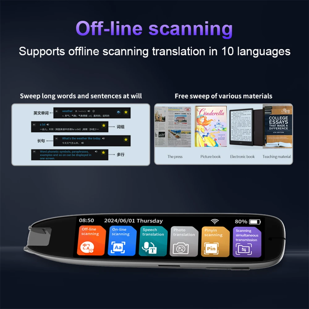 S65Profi Wörterbuch Übersetzung Kuli Scan Leser Gerät Text scannen lesen Übersetzer WiFi/BT Verbindung Online Foto Übersetzen