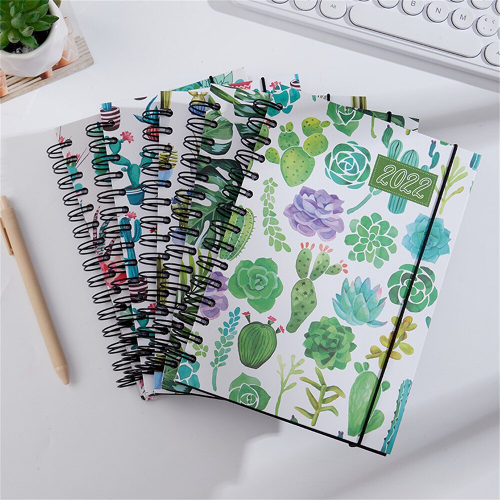 365 Days Schedule Book A6 Coil Notepads Cactus Pattern Planner Reminder Timetable Desk Dates Diary Planner Notebook