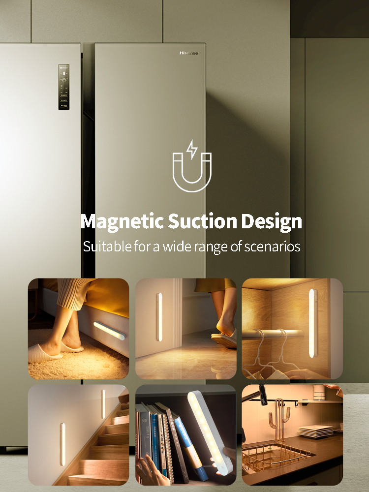 Nachtlampje LED kastlamp met afstandsbediening, 3 kleuren van helderheidsregeling, nachtlamp met USB oplaadapparaat, magneetkastlamp voor naast het bed, de kast