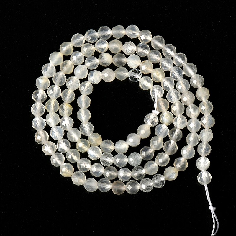 Transparant licht witte kralen met wit glanzend snijvlakken 3mm-2mm Wit maanlicht Steen losse kralen