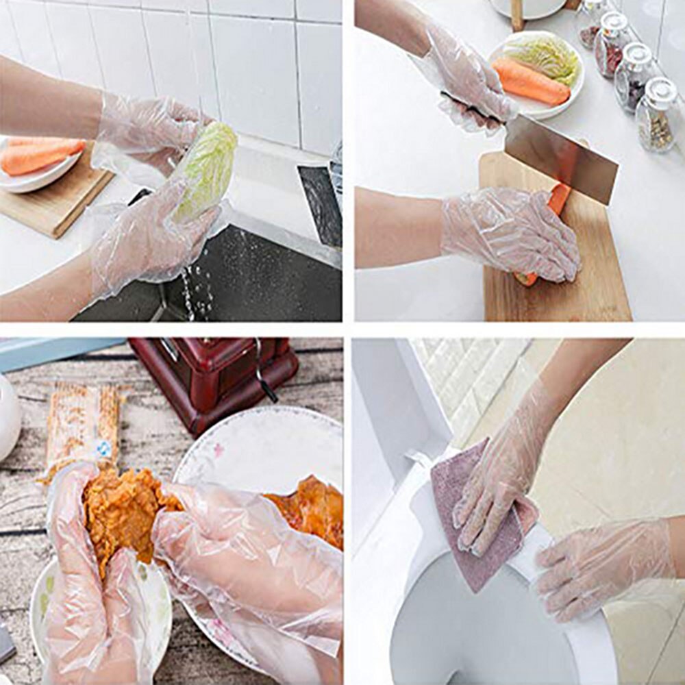 Lot de 500/1000 gants en plastique de qualité alimentaire, jetables et écologiques, pour cuisine, restaurant, restauration, hygiène, nettoyage