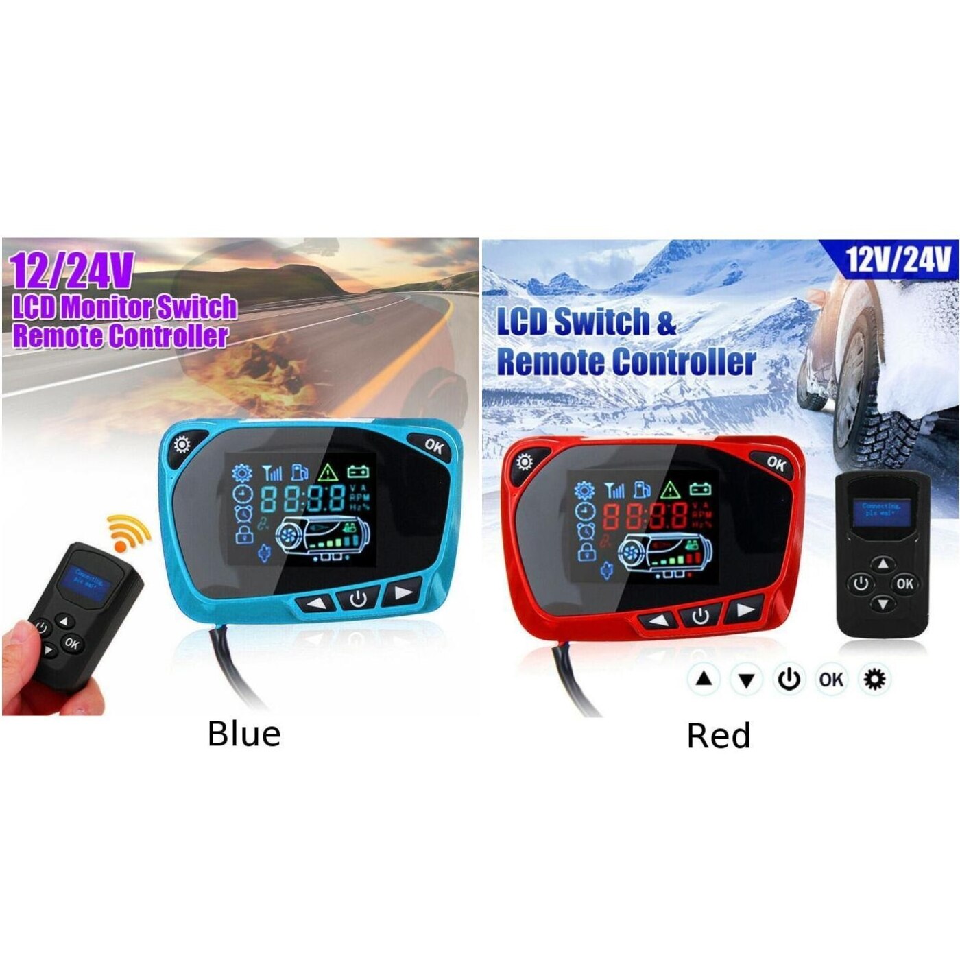 LCD Thermostat Display Switch W/Remote Controller For Diesel Air Heater 12/24V Durable And Practical