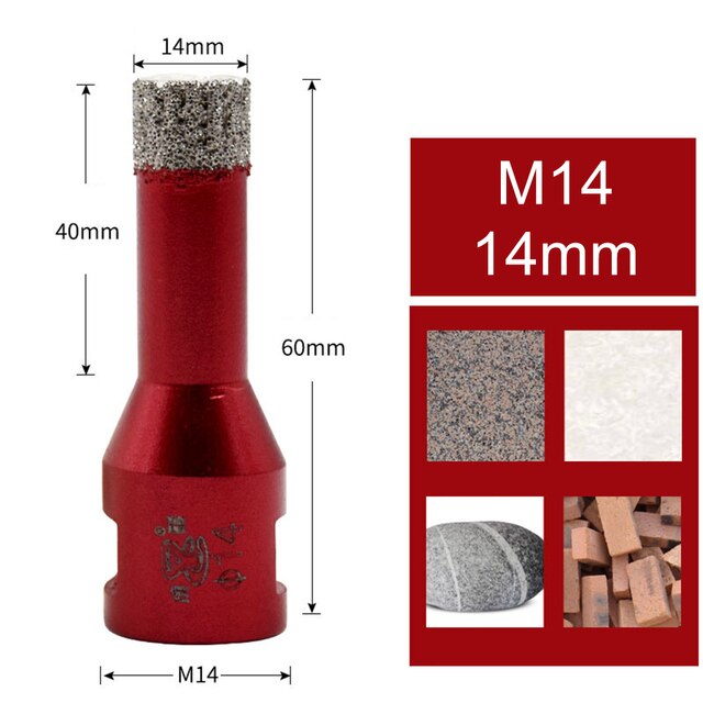 6-68mm M14 Diamond Core Drill Bit Hole Saw Cut Stone Porcelain Tile Marble Glass Ceramic Hole Saw Drill Diamond Core Bit Tools