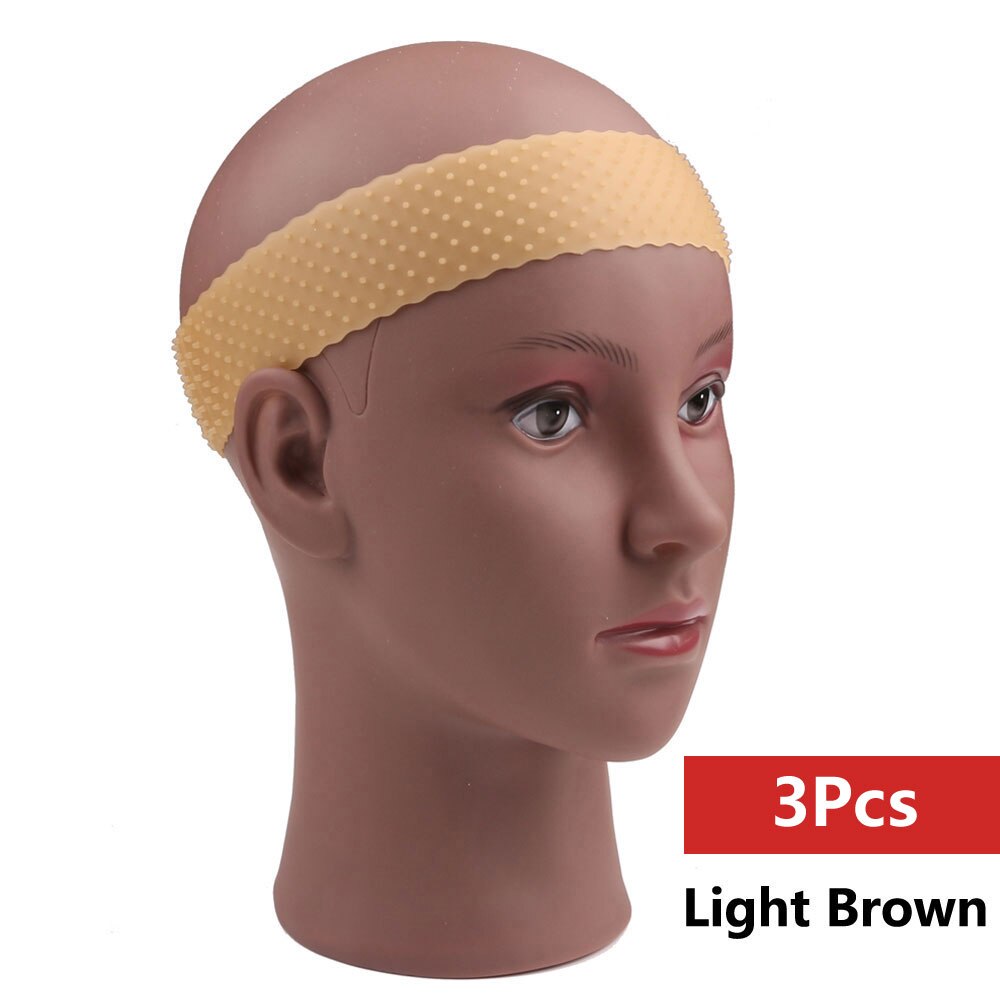 Transparent Silikon Stirnband Non Slip Elastische Weiche Perücke Grip Band Einstellbar Frauen Haar Band für Fix Perücken Silikon Band: 3pc Light Brown