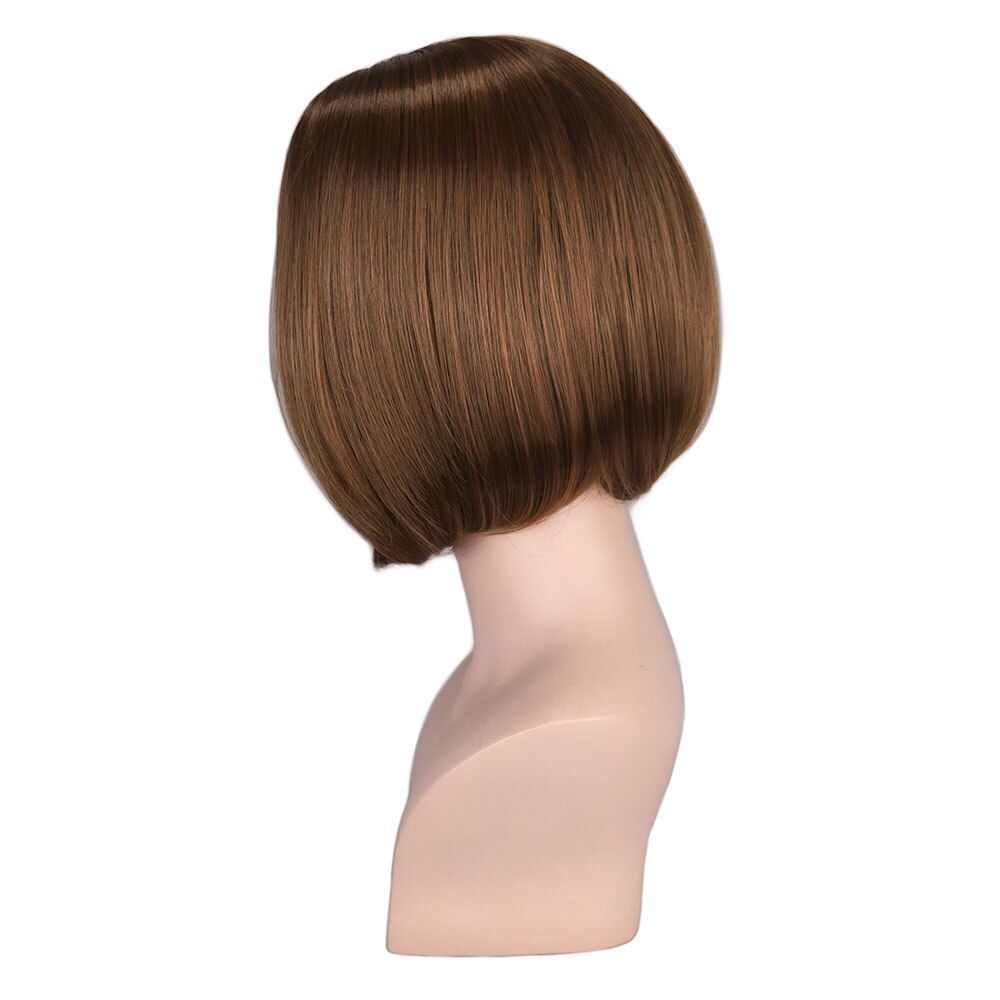 QQXCAIW Korte Rechte Bob Synthetisch haar Pruik Voor Vrouwen Middelste Deel Zwart Bruin Rood Blonde 12 inch Pruiken: light brown
