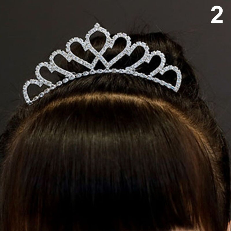 Kids Blue Heart Tiara Crown For Girls – Wedding Prom Princess Mini Tiara