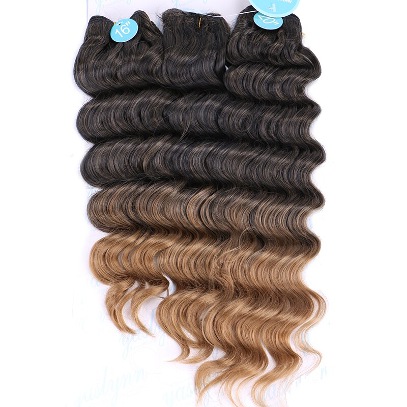 Deep Curly Hair Wave Synthetic Hair Heat Resistant loose Deep Wave Hair Bundles Extensions Natural Black Weaving: M1-27