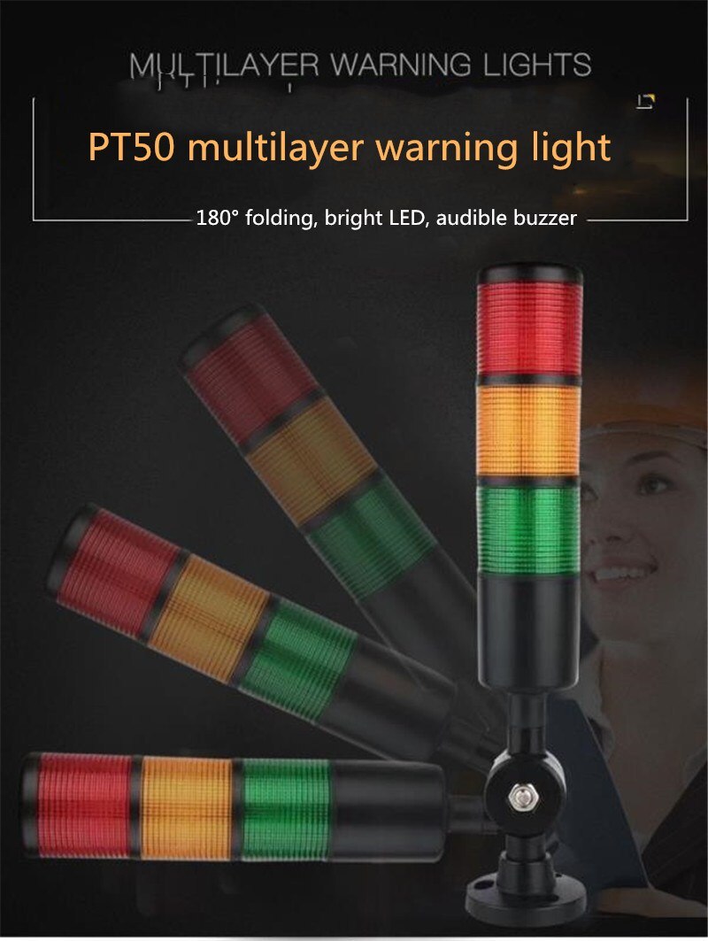 Industriële Multilayer Stack Light Led Signaalzuil Voorzichtigheid Licht Voor Cnc Machines Led Opvouwbare Buzzer Indicater Lamp