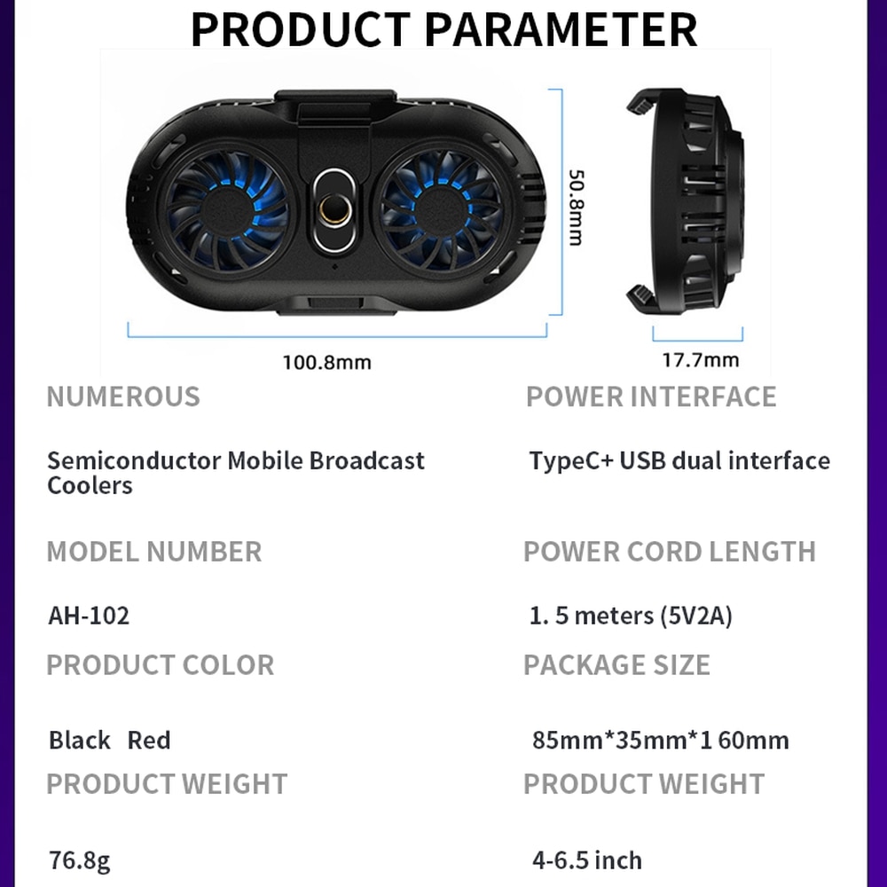 PINZHENG Universal Mobile Phone radiatore ventola di raffreddamento raffreddamento per telefono iPhone Huawei Samsung Xiaomi dissipatore di calore portatile