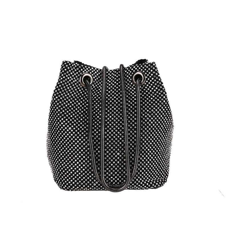 Pochette da sera borsa da donna di lusso borse a spalla borse con diamanti borsa da festa per signora borsa piccola borsa in raso bolsa feminina: Black