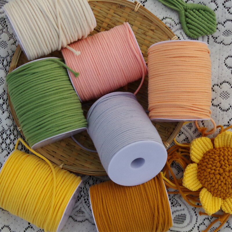 3mm Macrame Cord Yarn 100% Cotton Braided Rope Waving Twisted-Cord For DIY Crafts Knot Handbags Wall Hanging Plant Hanger Pillow