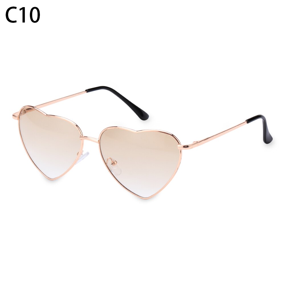 Women Vintage Heart Shape Sunglasses Metal Frame Sun Glasses Candy Color Gradient Sun Glasses For Outdoor Cycling: C10