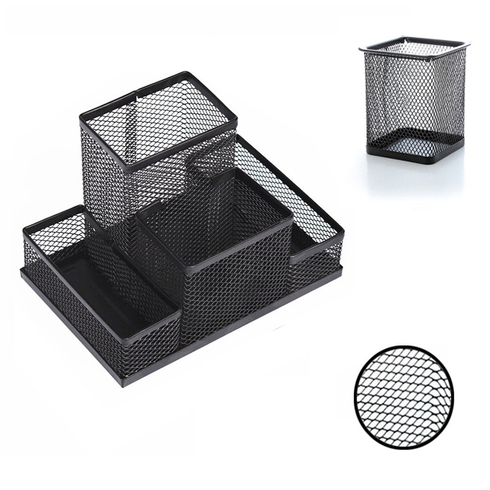 Simple Metal Desktop Desk Organizer Office Accessories Pen Pencil Holder Storage Large Case Office Organizer School Supplies