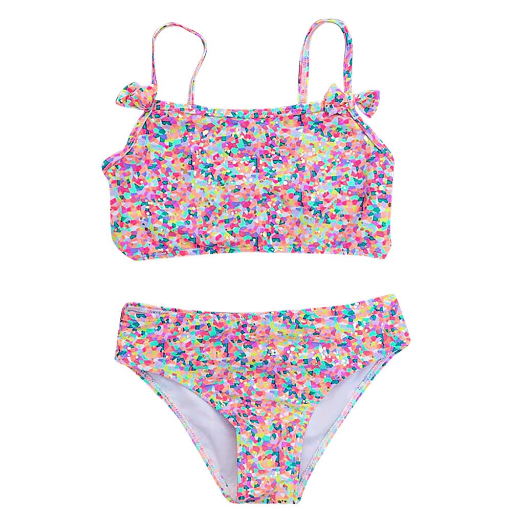 Bañador con lazo Floral para niñas pequeñas, traje de baño de una pieza, conjunto de Bikini para playa, traje de baño para niña #30: Multicolor / 8