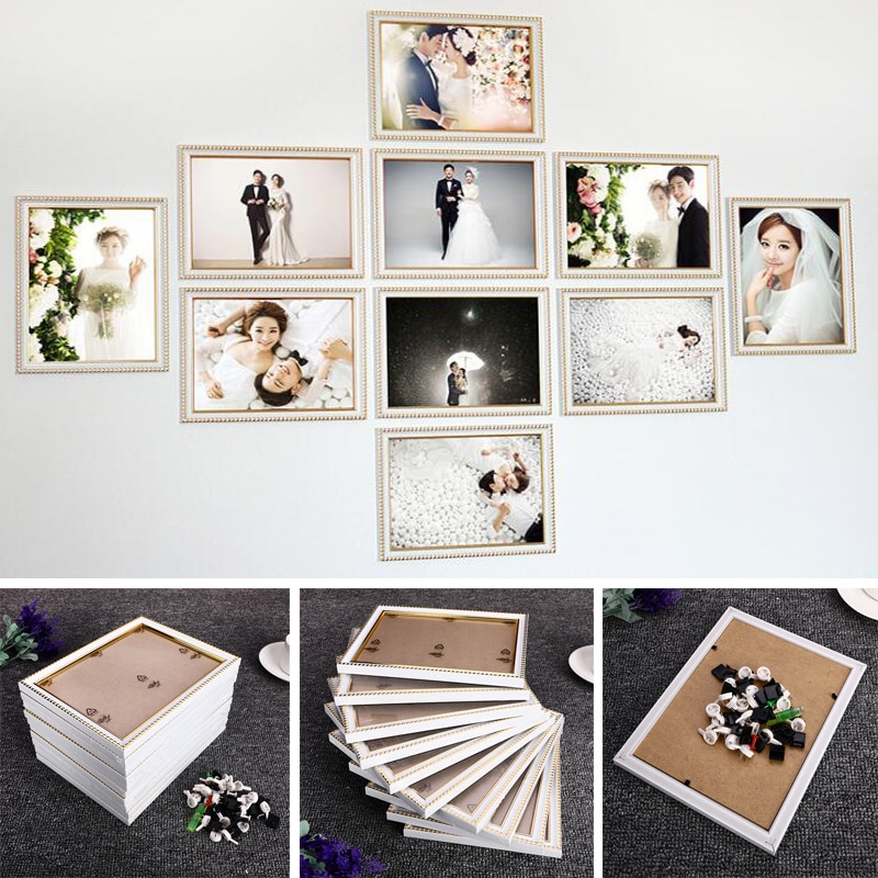 10 Pcs/Set 8 Inch Wall Hanging Photo Frame Set Wedding Couple Recommendation Black White Pictures Frames Decoration Home