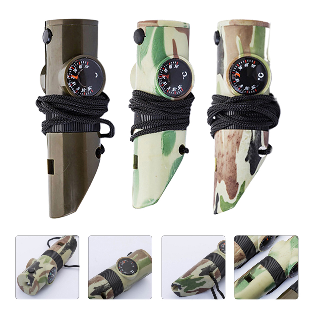 3Pcs 7-In-1 Outdoor Multifunctionele Fluitjes Led Kompas Fluitjes