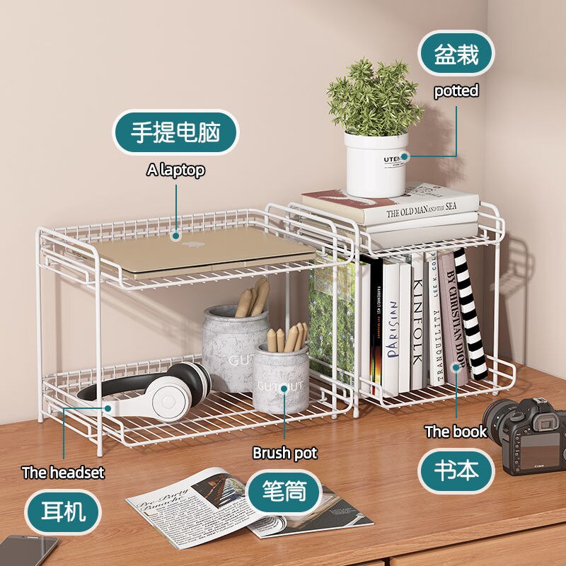 Simple bookshelf small desktop shelf bedroom office desk storage wrought iron table partition window sill cabinet