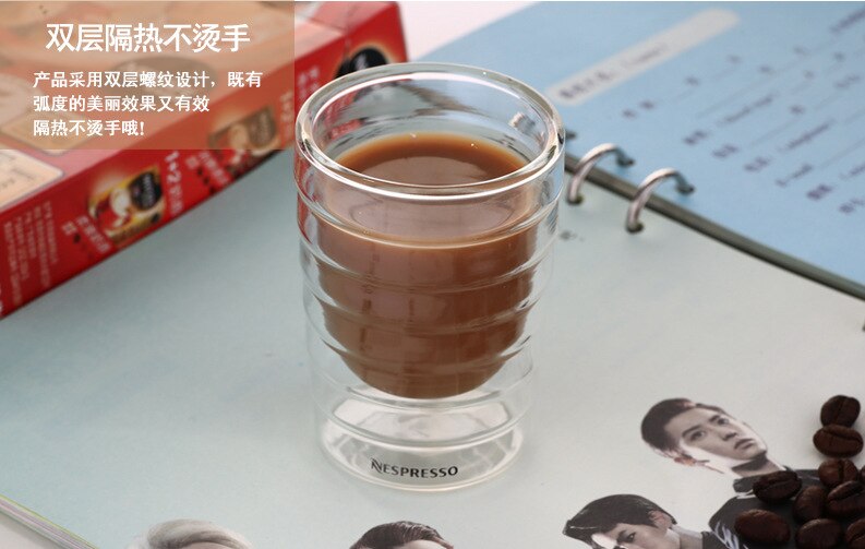 Nespresso Caneca hand blown double wall whey protein canecas Nespresso coffee mug espresso coffee cup thermal glass