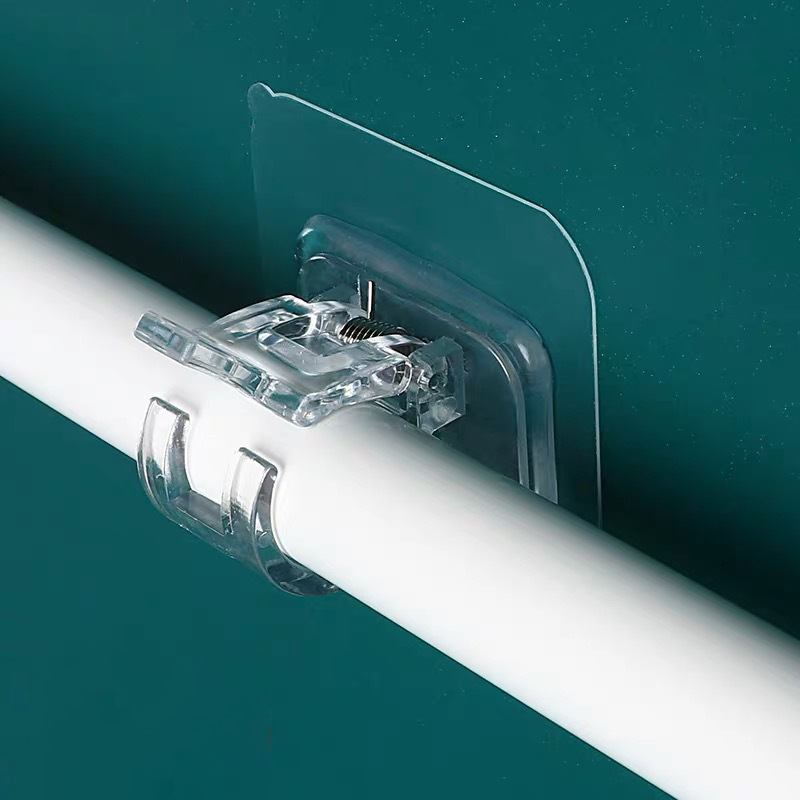 Gardinenstangenhalter Haken Selbstklebende nagelfreie Clips Haken Verstellbare Klemmhalterungen Badezimmer Handtuchhalter Befestigung Hängeregal