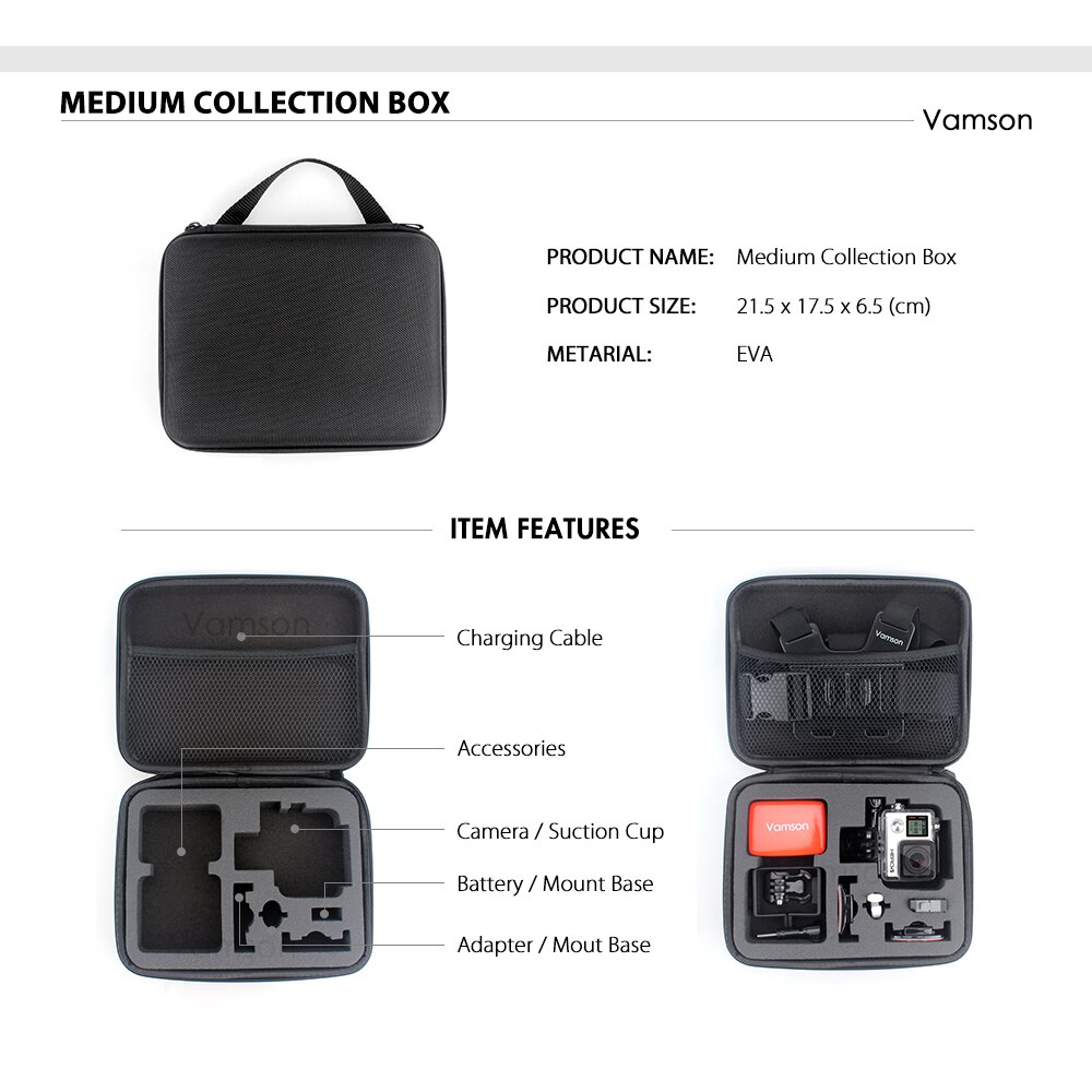 Vamson for gopro hero 7 6 5 tilbehørssett skjermportektor/linsebeskytter vanntett deksel for go pro hero 6 5 vs05c