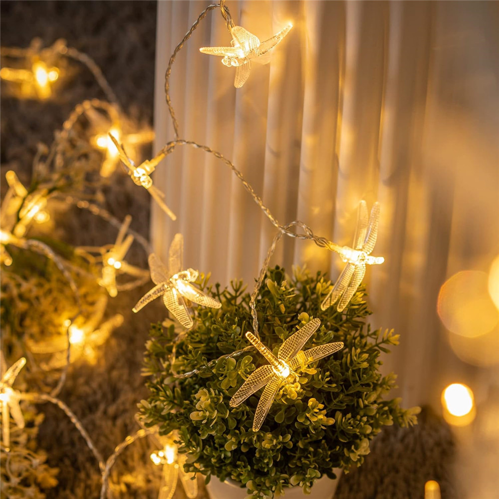 Libellen-Lichterkette, 40 LEDs, dekorativer funkelnder Lichterkette, batteriebetrieben, für Schlafzimmer, Hochzeit, Weihnachtsdekoration