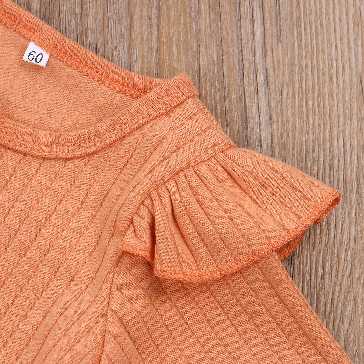 Ropa de bebé de 0 a 6M, primavera y otoño, mono de botón sólido con volantes, conjuntos de ropa de 2 uds.