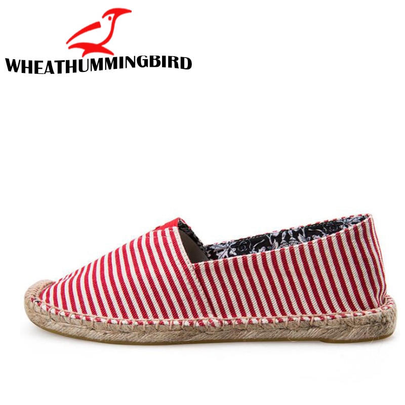 Women Shoes Breathable Espadrille Fisherman Shoes Striped Slip On Lady Casual Shoes Soft Bottom Flat LA-30