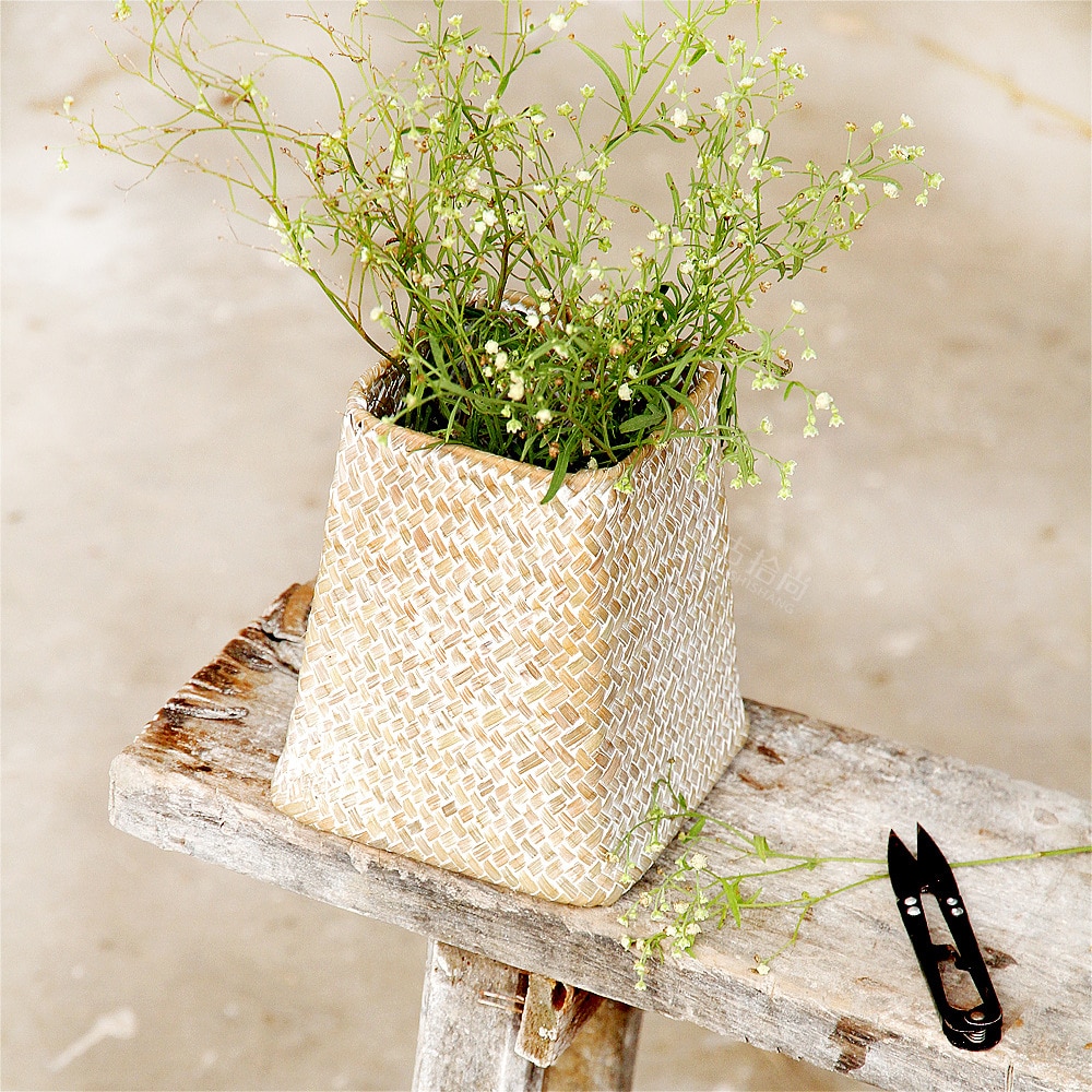 Rattan Straw Storage Basket Clothing Storage Basket Wicker Basket Folding Flower Pot Home Garden Hanging Basket Wedding