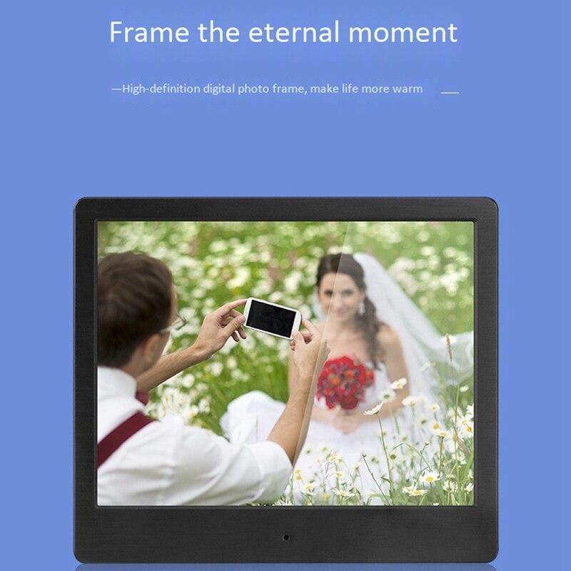 Digital Photo Frame 8 Inch Thin and Light Full HD Digital Photo Frame with Remote Control Built-in Speaker(EU Plug)