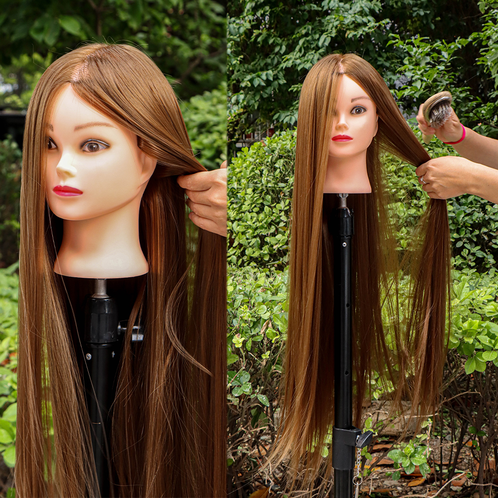 80cm Female Mannequin Head with Synthetic Hair For Practice Hair Braiding Hairstyles Dolls Hairdressing Styling Training Head