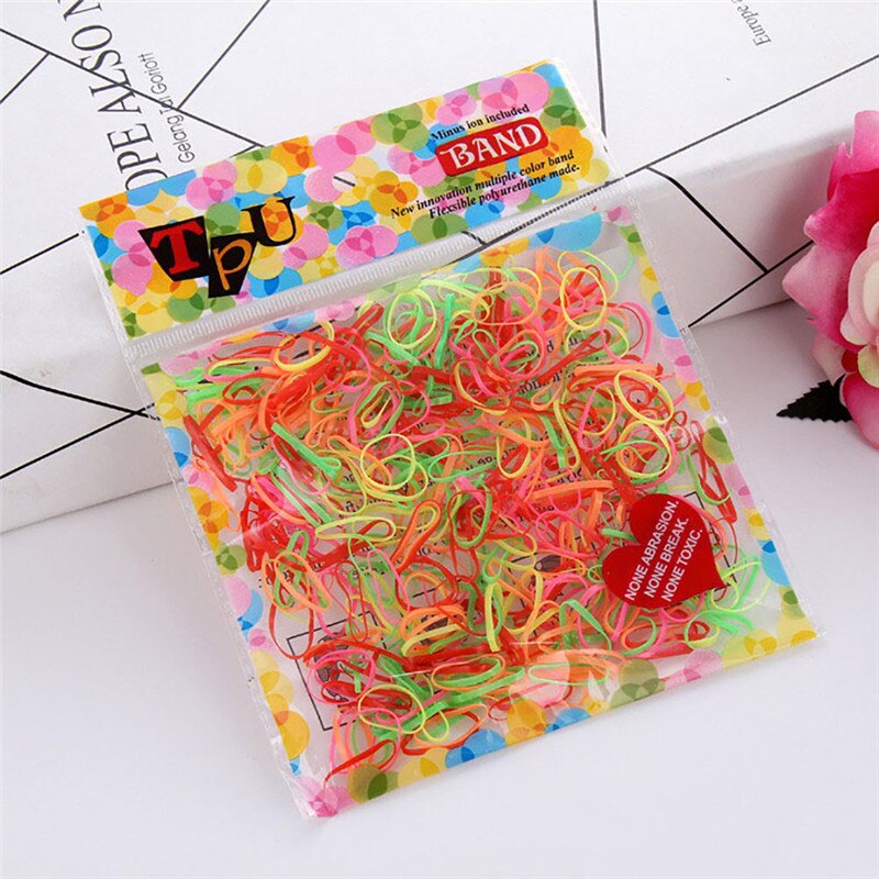 10-600PCS Cute Girls Colourful Ring Disposable Elastic Hair Bands Ponytail Holder Rubber Band Scrunchies Kids Hair Accessories