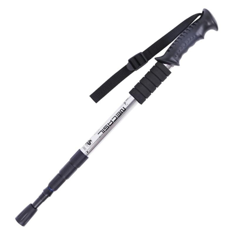 Professionelle Fuß Stöcke Klassischen Zarten Wandern Pole 4 Abschnitte Teleskop Stock Stock Krücke für draussen Wandern gehen: Silber-