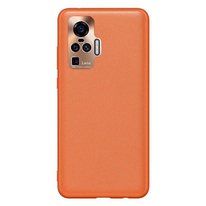 Case For Vivo X50 Pro Luxury PU leather Cases Hard Shockproof Back Cover For Vivo X 50 Pro Original Skin Hull Coque: Vivo X50 / Orange