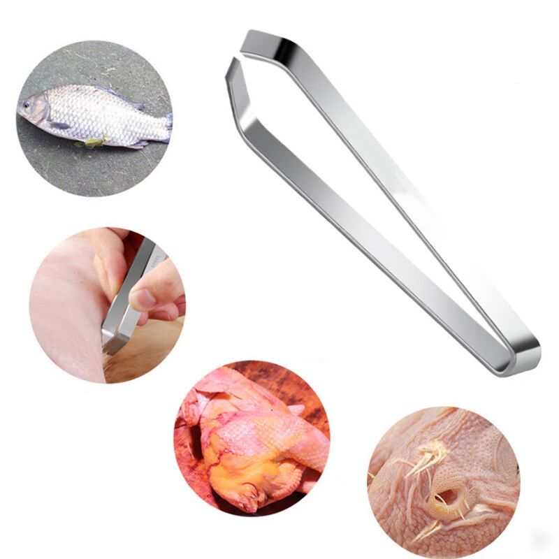 Holaroom Stainless Steel Fish Scales Scraping Grater Seafood Descaler Fish Bone Tweezers Cleaning Peeler Durable Kitchen Gadgets