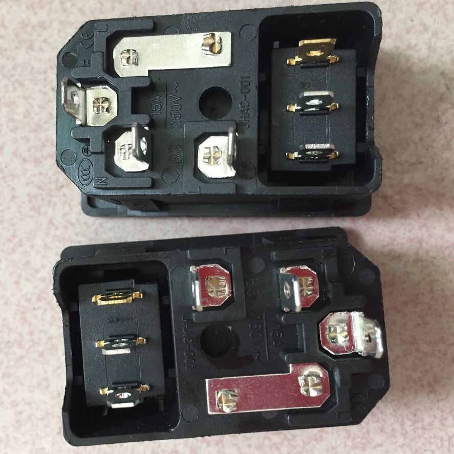 10x Power Entry Module - IEC C14 Inlet Socket with Fuse Switch & Red Rocker Switch - 15A 250V