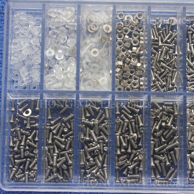 1000Pcs Rvs Schroef Sunglass Horloge Bril Telefoon Bril Schroeven Moeren Schroevendraaier Repair Tool Set Kits