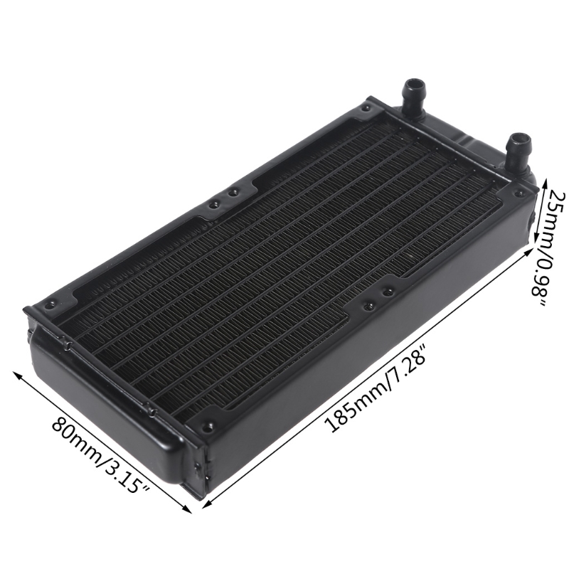 G1/4 Thread 80x160mm PC Water Heat Exchanger Computer Aluminum Heat Radiator Heat Sink for Computer Water Cooling System B0KA