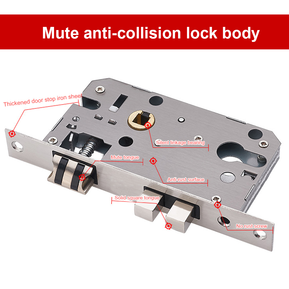 Manija de puerta negra de aleación de aluminio, pomos de puerta de casa, manijas de muebles, cerradura de cilindro, manijas de puerta de seguridad silenciosas para puertas interiores
