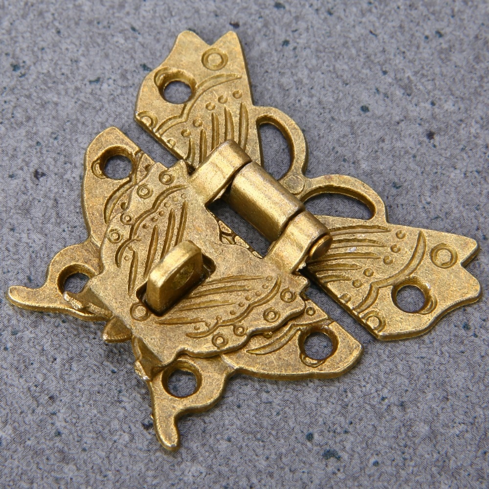 Beautiful Butterfly Antique Bronze Hasp Latch Jewelry Wooden Box Lock Cabinet Buckle Case Locks Handle Hardware Accessory