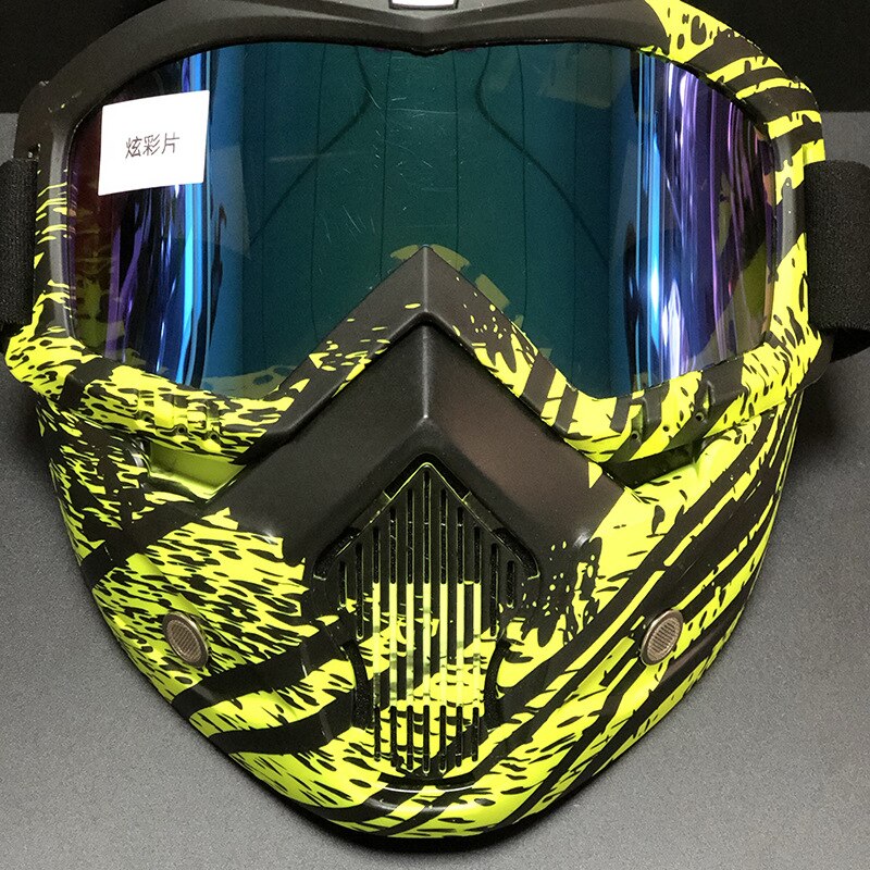 Motorcrossbrillen ski sneeuwscooterbrillen heren dames motorcross race beschermende brillen sneeuwscooterbrillen met mondfilter: A