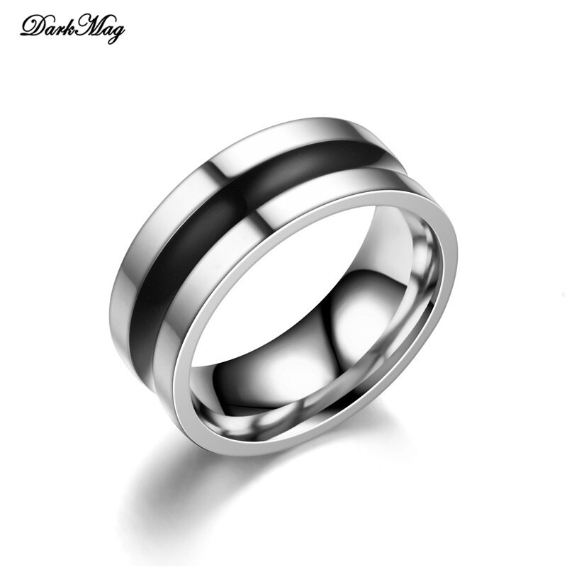 DarkMag Men's Tungsten Wedding Bands Ring Thin Black Line Engagement Ring USA Male Jewelry 8MM Wide