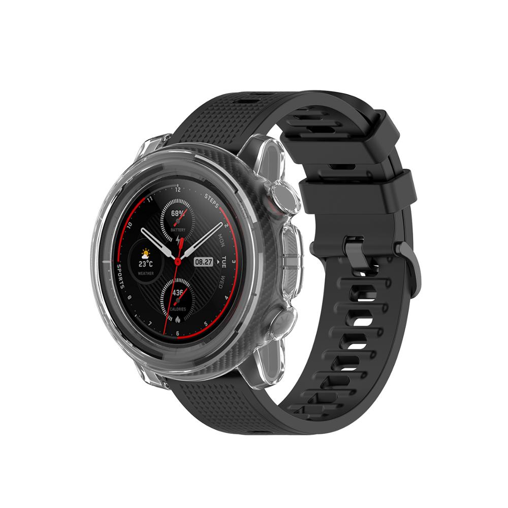 Caja de reloj inteligente para Huami Amazfit Stratos 3, funda protectora de TPU blanda para Xiaomi Amazfit Stratos 3, marco Protector de silicona