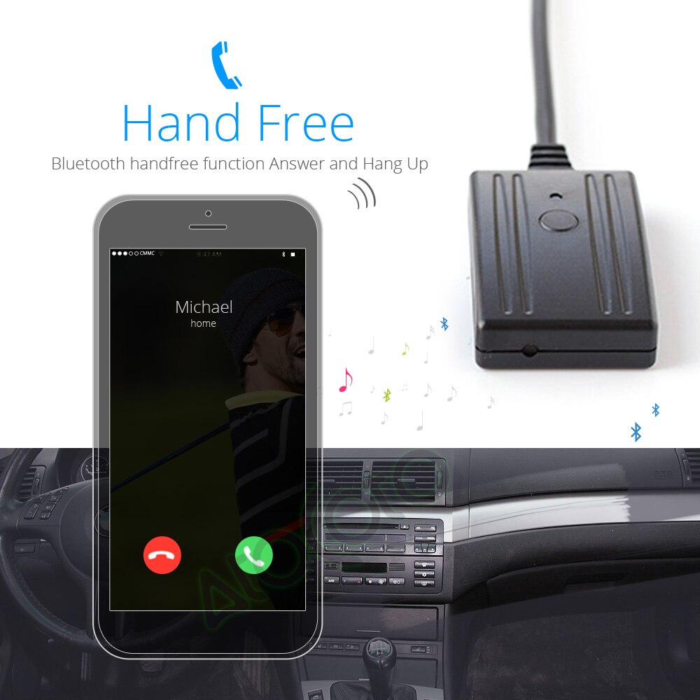 Bluetooth5.0 Car Kit Phone Call Handsfree 12 Pin AUX Adapter for BMW E60 E63 E64 E66 E81 CD Radio Wireless Receiver Audio Input